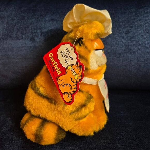 NWT Vtg 80's Dakin Garfield Lasagna Chef 7" Bean Bag Plush - Picture 4 of 8